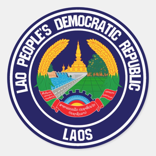 Adesivo Redondo Emblema redondo de Laos (Frente)
