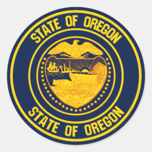 Adesivo Redondo Emblema redondo de Oregon