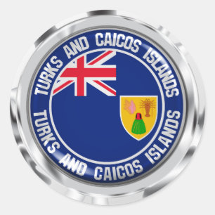 Adesivo Redondo Emblema redondo de Turks and Caicos Islands