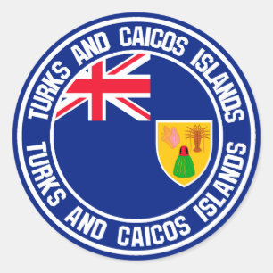 Adesivo Redondo Emblema redondo de Turks and Caicos Islands