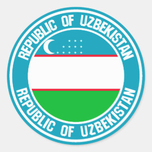 Adesivo Redondo Emblema redondo de Uzbekistan