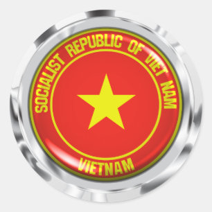 Adesivo Redondo Emblema redondo de Vietnam