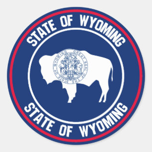 Adesivo Redondo Emblema redondo de Wyoming