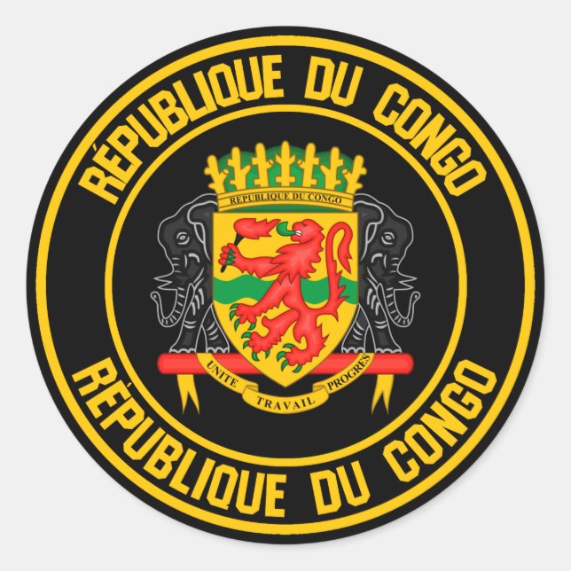 Adesivo Redondo Emblema redondo do Congo (Frente)