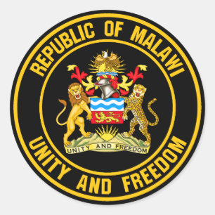 Adesivo Redondo Emblema redondo do Malawi