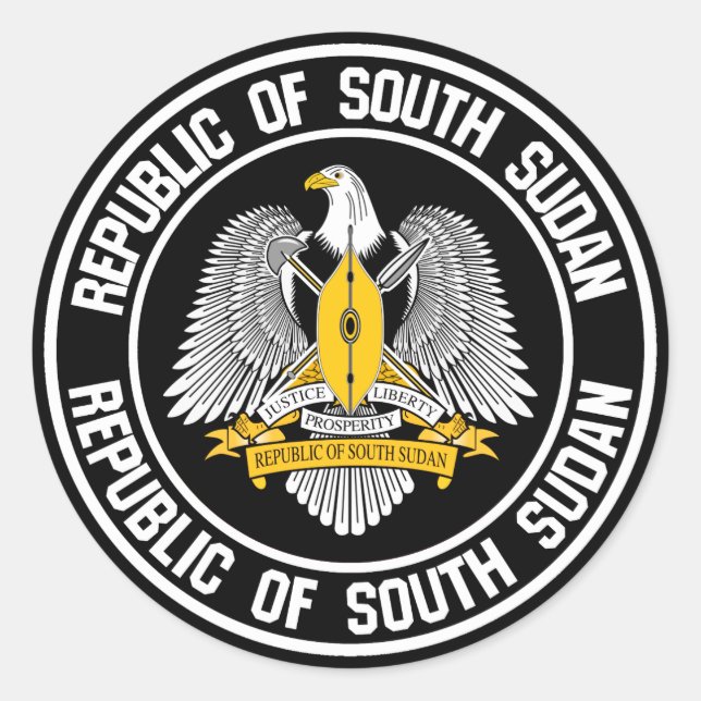 Adesivo Redondo Emblema Redondo do Sudão do Sul (Frente)