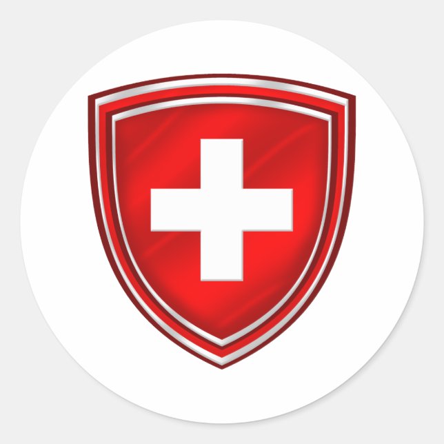 Adesivo Redondo Emblema suíço duplo para De Schweiz (Frente)