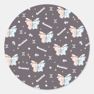Adesivo Redondo Embraço de Gêmeos - Constelação de Gemini Zodiac