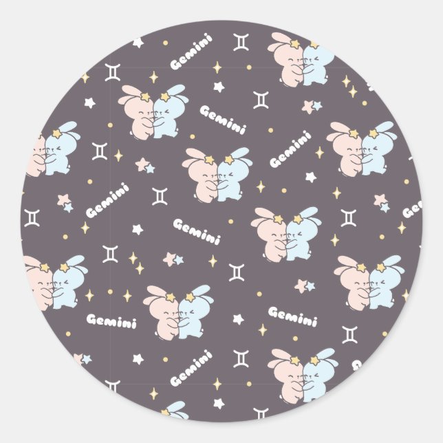 Adesivo Redondo Embraço de Gêmeos - Constelação de Gemini Zodiac (Frente)