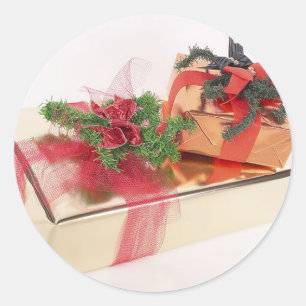 Adesivo Redondo Embraiagem de presente no feriado Gold Foil