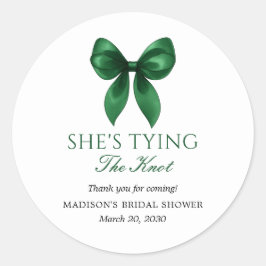 Adesivo Redondo Emerald Bow She's Tying the Knot Bridal Shower