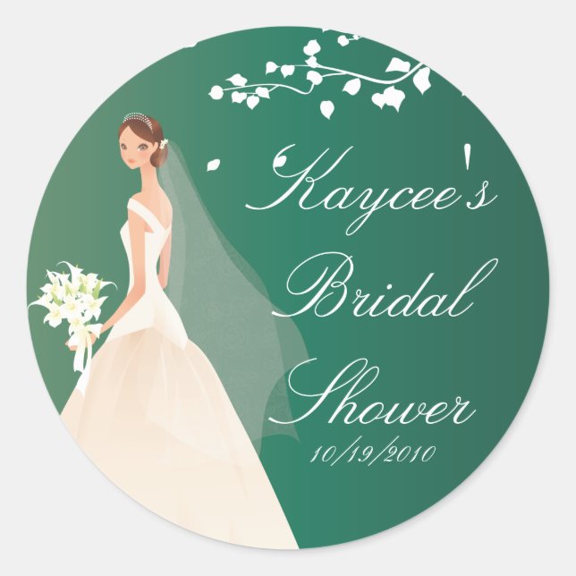 Adesivo Redondo Emerald Bride Chá de panela Sticker (Frente)