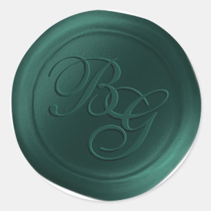 Adesivo Redondo Emerald Calliografia Monograma Cera Selo
