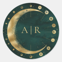 Emerald Dourado Crescent Moon Wedding Envelope Sea