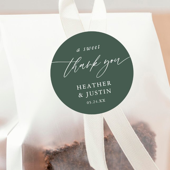 Adesivo Redondo Emerald Green A Sweet Obrigado Favor De Casamento (Criador carregado)