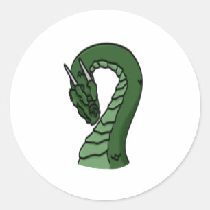 Adesivo Redondo Emerald Green Dragon Fantasy Emblem