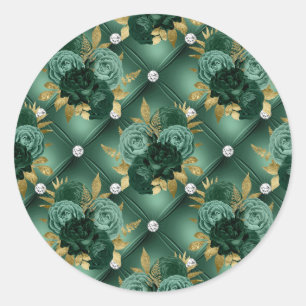 Adesivo Redondo Emerald Green e Dourado casamento