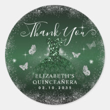 Emerald Green Silver Gown Quinceañera Obrigado