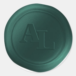 Adesivo Redondo Emerald Green Wax Seal Monogramas Stickers