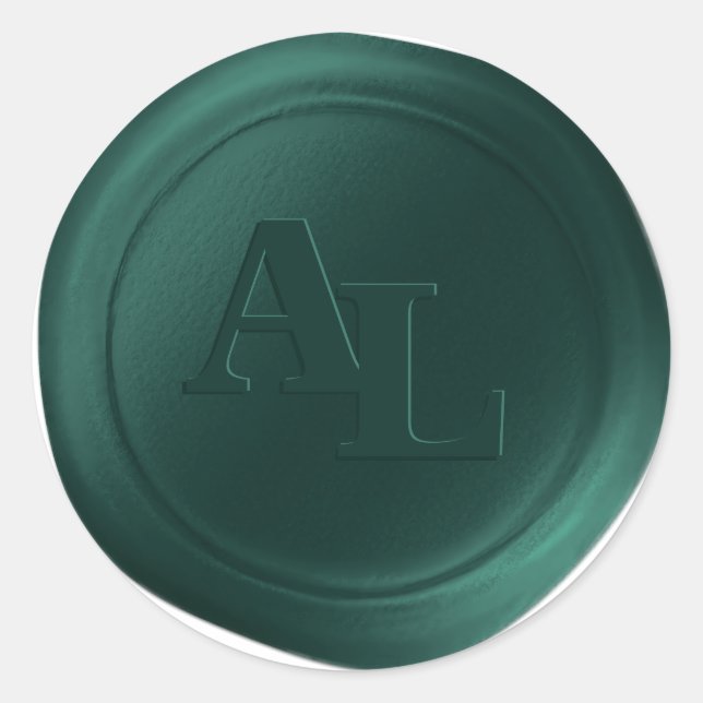Adesivo Redondo Emerald Green Wax Seal Monogramas Stickers (Frente)