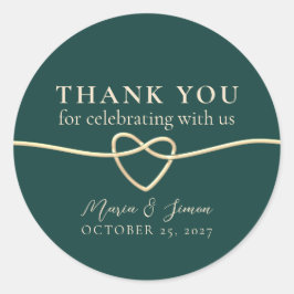 Adesivo Redondo Emerald Green Wedding Obrigado Sticker