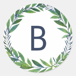 Adesivo Redondo Emerald Greenery Casando Monograma