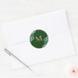 Adesivo Redondo Emerald Greenery Selagens de envelopes de monogr