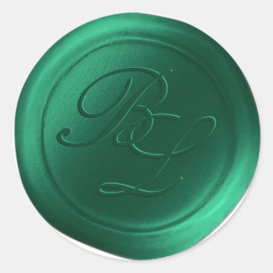 Adesivo Redondo Emerald Monograma Duplo Selo de Cera