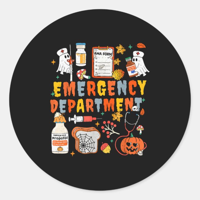 Adesivo Redondo Emergency Department Funny Er Nurse Halloween Soky (Frente)