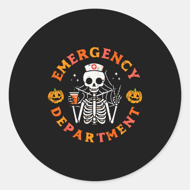 Adesivo Redondo Emergency Department Funny Halloween Er Nurse Wome (Frente)