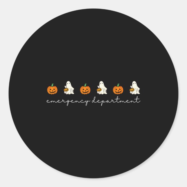 Adesivo Redondo Emergency Department Ghost Pumpkin Halloween Medic (Frente)