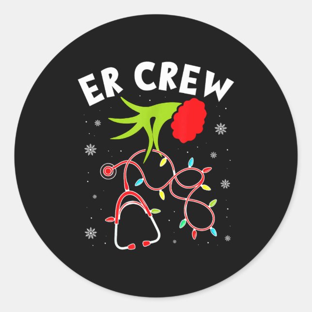 Adesivo Redondo Emergency Room Christmas Er Crew Nurse Xmas Holida (Frente)
