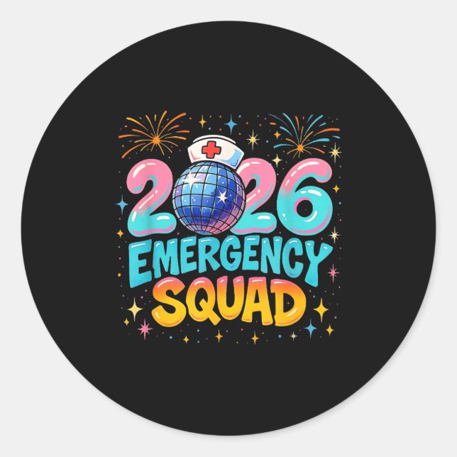 Adesivo Redondo Emergency Squad New Year 2026 Medical Crew Nurse E (Frente)