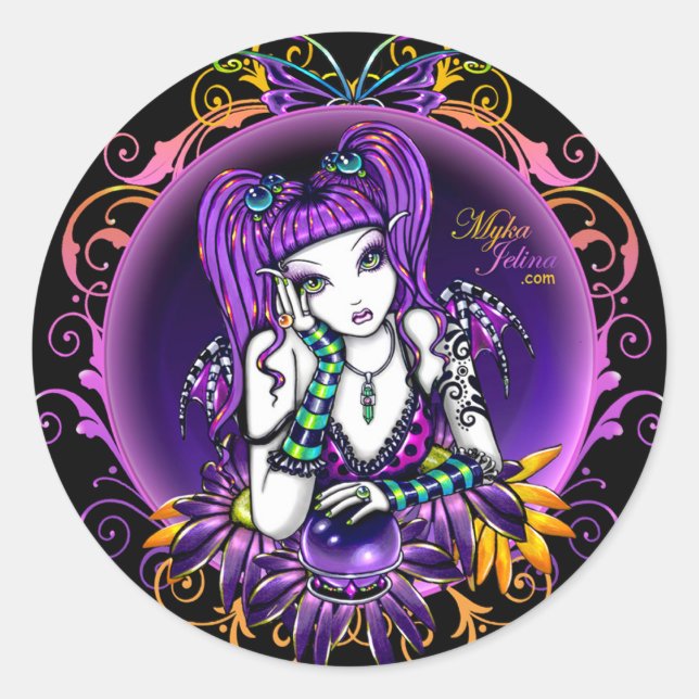 Adesivo Redondo "Emilicious", "Rainbow Flower Fairy Art Stickers" (Frente)