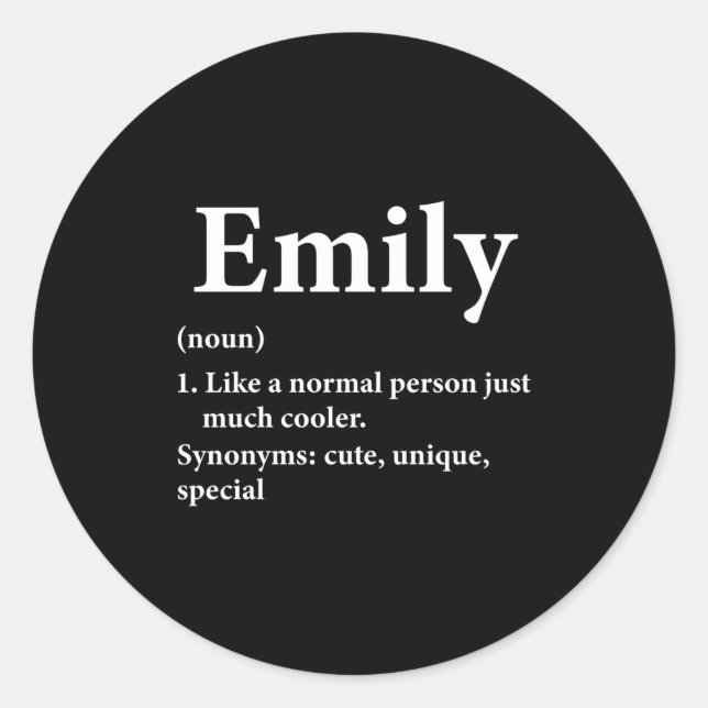 Adesivo Redondo Emily Name Definition Funny D  (Frente)