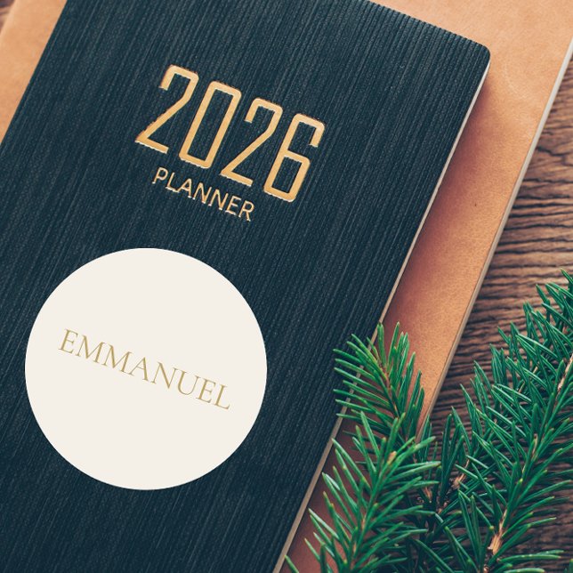 Adesivo Redondo EMMANUEL Cream Christmas Sticker #2 (Example usage on planner. Sticker not shown at actual scale.)