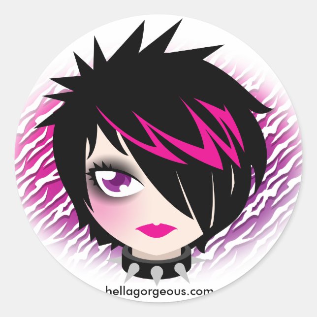Adesivo Redondo Emo Cutie Sticker (Frente)