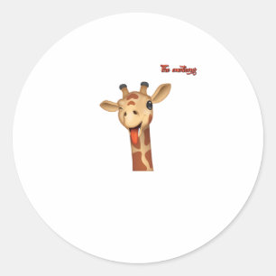 Adesivo Redondo emoji a piscar a língua na face da girafa