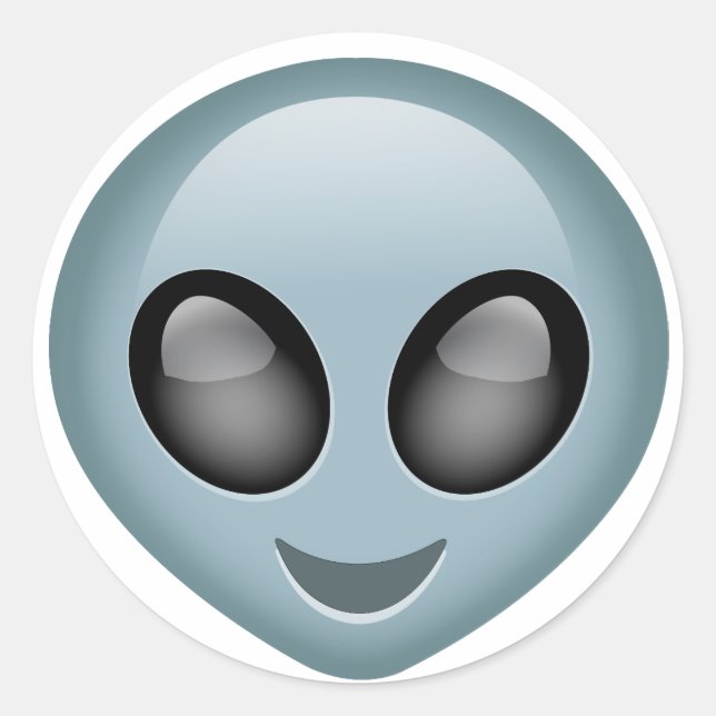 Adesivo Redondo Emoji, Alienígena extraterrestre (Frente)