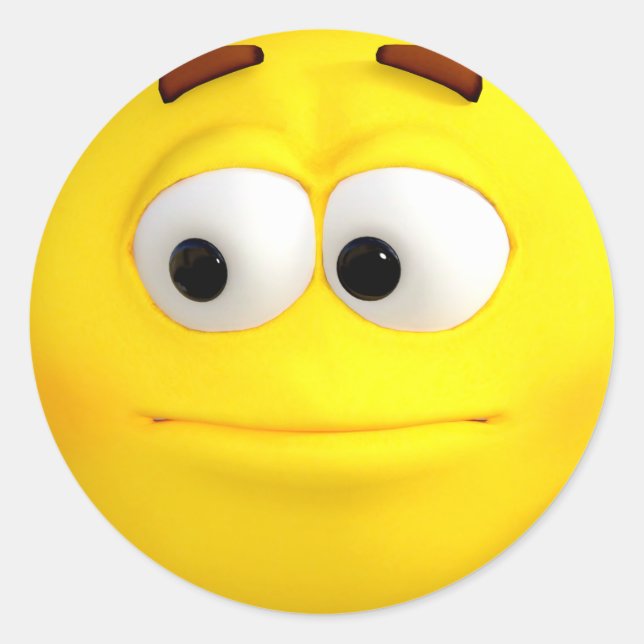 Adesivo Redondo Emoji Amarelo 3D indiferente (Frente)