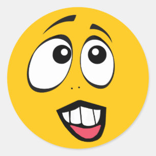 Adesivo Redondo Emoji amarelo interessado