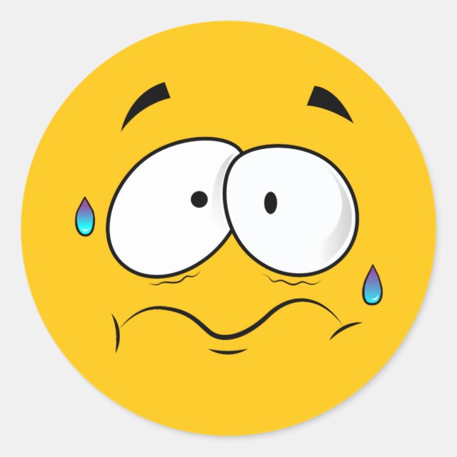 Adesivo Redondo Emoji Amarelo preocupado (Frente)