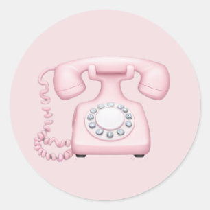 Adesivo Redondo Emoji Art, telefone com vinheta rosa