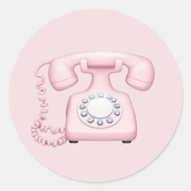 Adesivo Redondo Emoji Art, telefone com vinheta rosa (Frente)