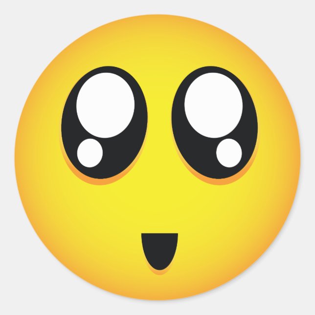 Adesivo Redondo Emoji bonito grande dos olhos (Frente)