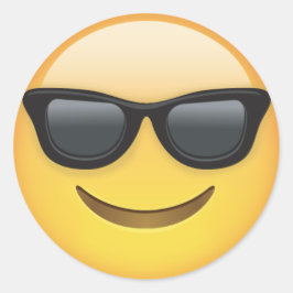 Adesivo Redondo Emoji Com Óculos De Sol