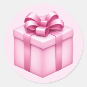 Adesivo Redondo Emoji de caixa de presentes rosa