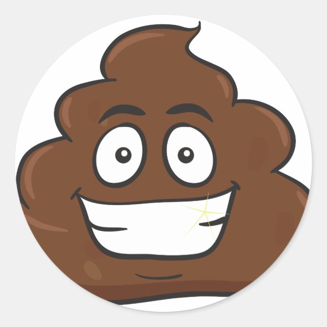 Adesivo Redondo emoji de cocô engraçado (Frente)