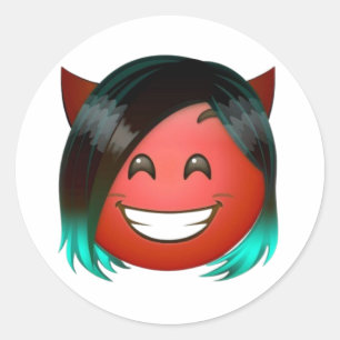 Adesivo Redondo : Emoji de Diabo Divertido Sticker