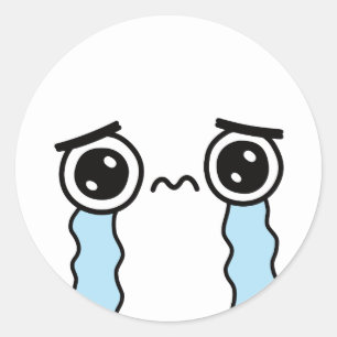 Adesivo Redondo Emoji de Rosto Choroso Triste Fofo